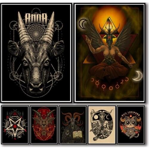 40 Designs Baphomet Kraftpaper Poster Artwork Homedecal Fancy Wall Sticker for Coffee House Bar