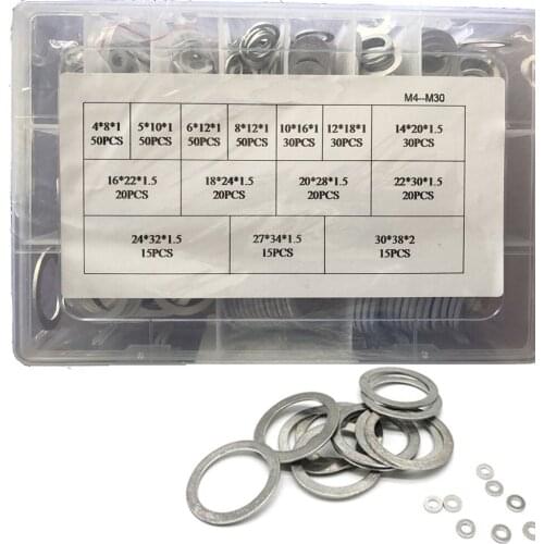 415pcs 14 Sizes Metric Aluminum Flat Ring Washers Gaskets Assortment Set Kit