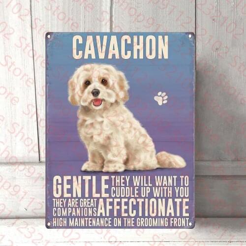 Cavachon Sign Dog Lover Metal Sign Retro Tin Sign for Street Garage Family Bar Door Wall Art Shabby Chic Home Decor