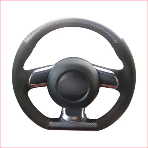 Black PU Carbon Fiber Steering Wheel Cover for Audi TT TTS (8J) 2006-2014 A3 S3 (8P) Sportback 2008-2012 R8 (42)