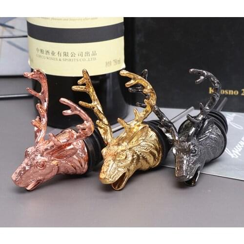 Zinc Alloy Deer Stag Head Wine Pourer Unique Wine Bottle Stoppers Wine Aerators Bar Tools Get Together Gift