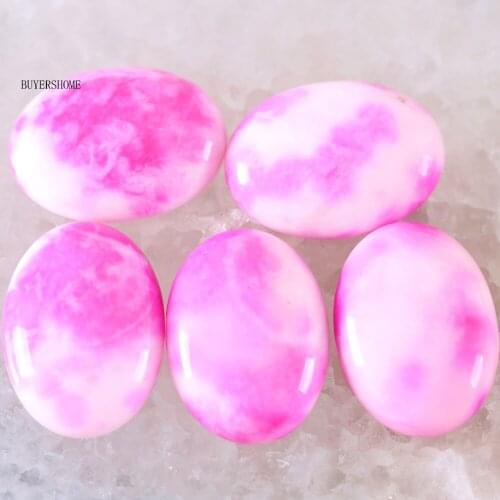 For Jewelry Making Necklace Pendant Bracelet Earrings 18x25MM%15x20MM Oval Natural Stone Bead Pink Jad CAB Cabochon 5Pcs K554