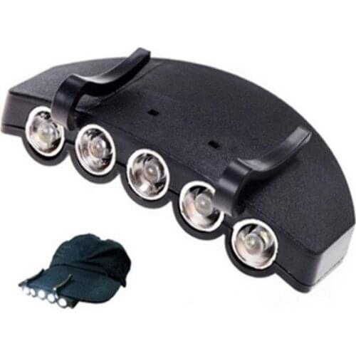 Hot Sell Night Safe Clip-on 5 Leds Head Cap/Hat Brim Light Head Lamp Torch Fishing Camp Hunting Outdoor Lighting