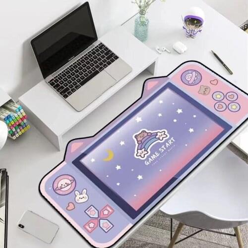 NEW Cute Cartoon Cat Ear Game Computer Keyboard mouse Pad Office Long Table Mat Desk for Teen Girls for Bedroom