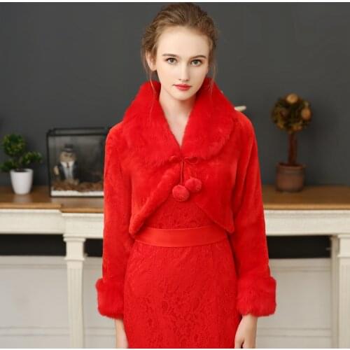 Jiayigong Cheap Red Wedding Jacket Bolero High Quality Bridal Wrap For Party Dress