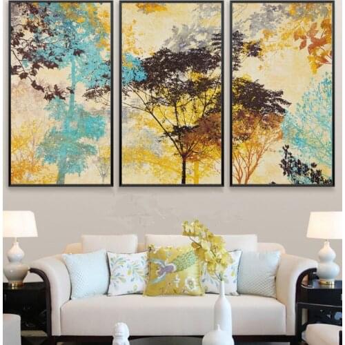 New Nordic Modern Simple Abstract Oil Painting Three Trees Frameless Decorative Painting Living Room Dining Room Canvas Wall Art