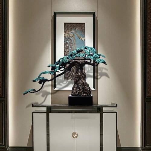 Chinese porch wrought iron welcoming pine desktop lucky sculpture decoration hotel lobby restaurant opening decoration crafts