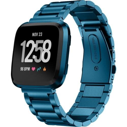 Classic Three Beads Link Stainless Steel Metal Watch Band Bracelet Strap Wristband Replacement Fitbit Versa Watch Band