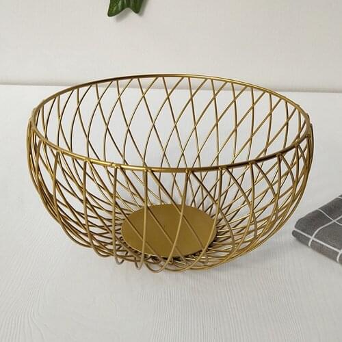 Basket Removable Storage Kitchen Fruit Organizer Living Room Household Black Iron Nordic Style Golden Cosmetic Container