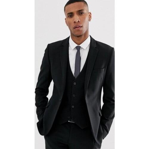 Handsome Groomsmen Notch Lapel Groom Tuxedos Mens Wedding Dress Man Jacket Blazer Prom Dinner (Jacket+Pants+Tie+Vest) A252