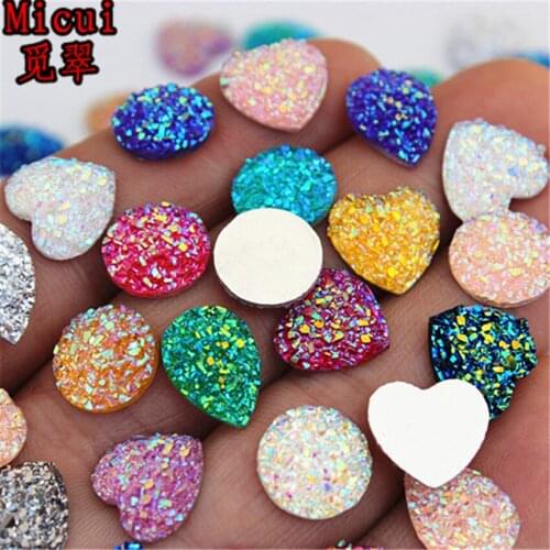 Micui 60pcs Mixed Size Shape Glitter AB Resin Mineral Surface Rhinestone FlatBack Crystal Stones DIY Decoration MC100