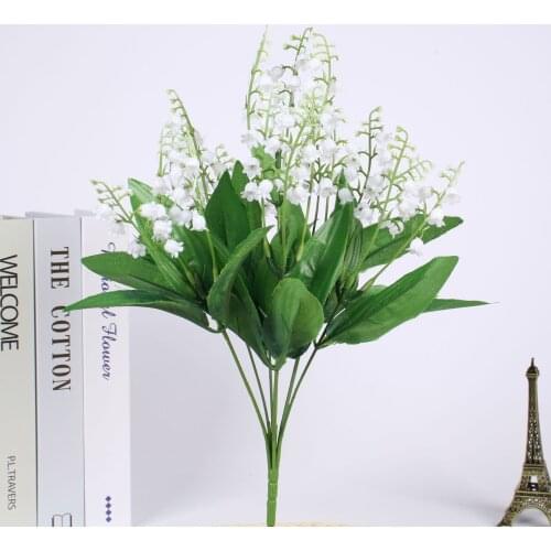 Simulation Plastic 7 Fork Bell Orchid Artificial Flowers Wedding Decoration Photography Props Fake Flowers Lily of The Valley