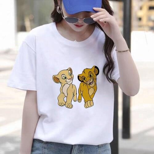 Fashion Women T Shirts Summer Short Sleeve Casual White The Lion King Print Female Cartoon Tshirts Hakuna Matata Female T-shirt