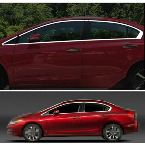 For Honda 9th Civic 2012 2013 2014 2015 Stainless Steel Window Molding Trim Decoration Strips