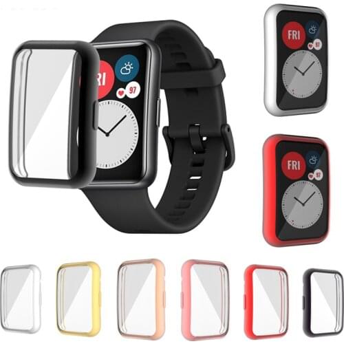 TPU Soft Full Screen Glass Protector Case Shell Edge Frame For Huawei Watch Fit Strap Band Protective Film Strap For Huawei fit