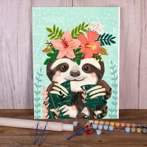 Animal Sloth DIY Paint By Numbers Kit Acrylic Paints 40*50 Painting On Canvas Decorative Paintings For Kids Wall Handicraft