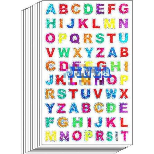 10sheets Cute Laser Number Letter Sticker DIY Scrapbooking Bottom Collage Diary Happy Plan Phone Gift Sealing Decoration Sticker