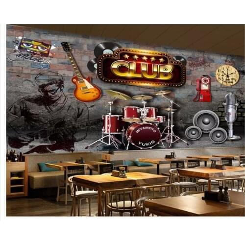 Beibehang wallpaper for walls 3d guitar music 3D bar nightclub tooling background papel de parede wall papers home decor behang