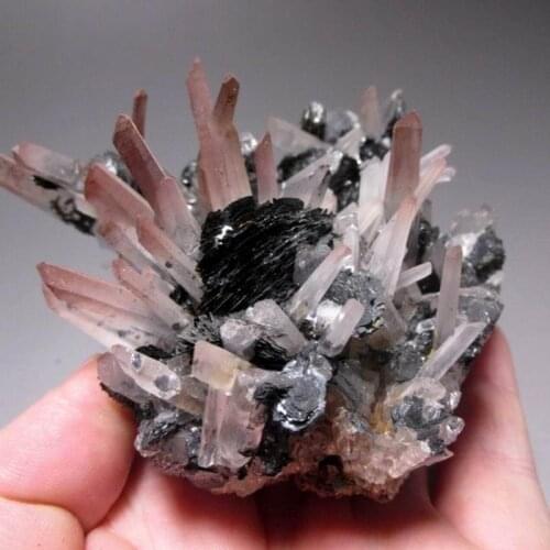 354g Quartz Cluster on Hematite Rose - crystals and stones healing Mineral specimen Home Decor feng shui decoration