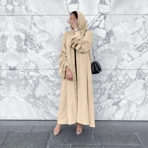 Solid Open Kaftan Dubai Abaya Turkey Kimono Cardigan Robe Muslim Hijab Dress Ramadan Abayas For Women Caftan Islam Clothing