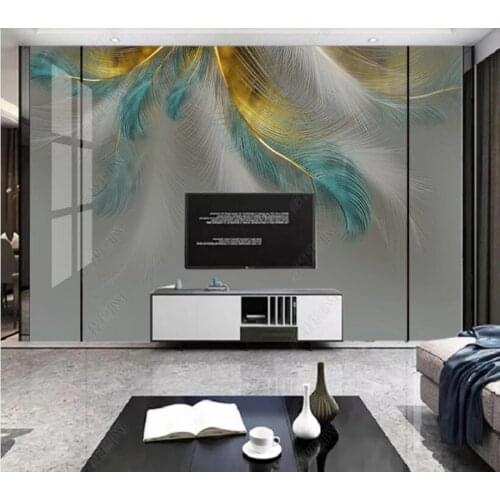 Papel de parede Modern light luxury feather gray marble background wall 3d wallpaper,bedroom KTV bar mural wall decor
