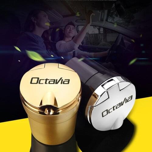 Led Lights Car Ashtray With Creative Cover Personality Case Multi-function Interior Car Accessories For Skoda octvavia a7 3 vrs