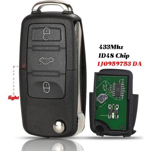Jingyuqin DIY Remote Key 434MHz fit for VW/VOLKSWAGEN HLO 2E0 959 753 A / 753A with ID48 Chip for Crafter