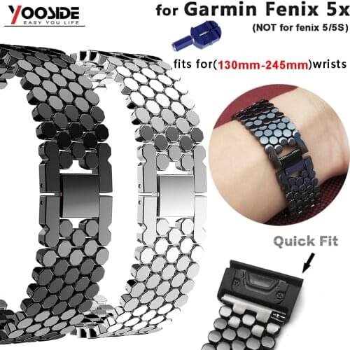 26mm Quick Fit Stainless Steel Replacment Watch Band Strap for Garmin Fenix 5X/3/3 HR/D2 Charlie/ Descent Mk1 Wristband