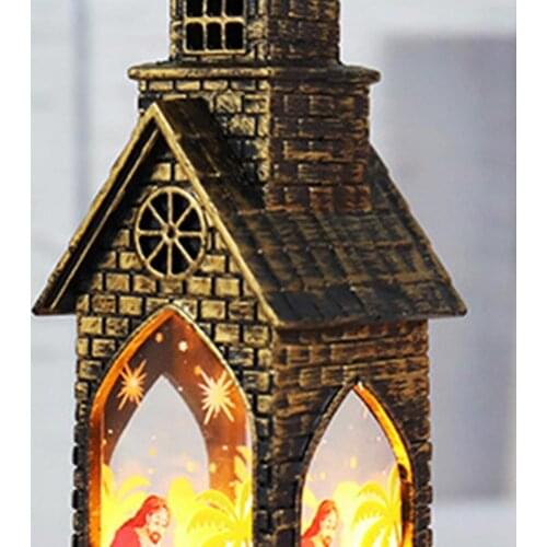 Christmas LED Lantern Light Cartoon House Night Light Decorative Xmas Ornaments Workmanship PVC Navidad Lamp Festival Decoration