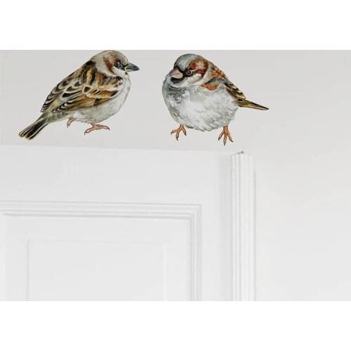 Hand-Painted Two Birds Wall Stickers European Style Creative Home Decoration Removable Self-Adhesive Sticker Cute Gift