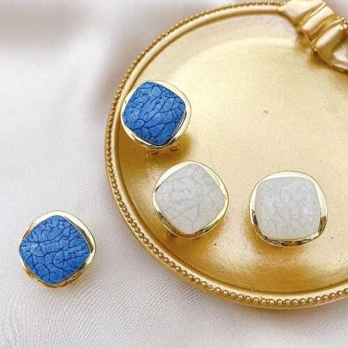 XIYANIKE Blue White Marble Square Stud Earrings Geometric Alloy Accessories For Women Girls Gift Fashion Party Jewelry 2021 New