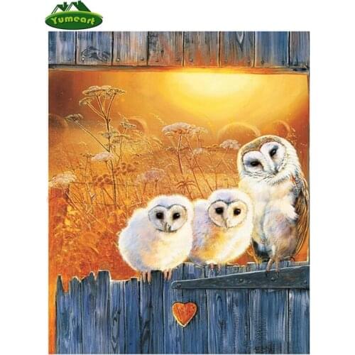 Sewing Art Crafts 5D DIY Diamond Embroidery Three Little Owls Diamond Painting Cross Stitch Rhinestone Mosaic Decoration