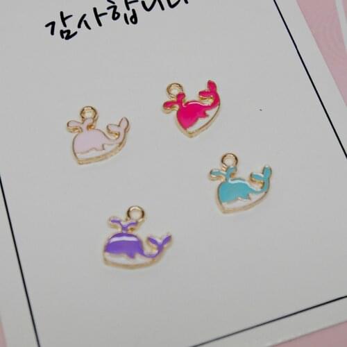Cute dolphin Whale Enamel Charms 10pcs/lot Metal Pendants Gold base Fashion Jewelry Accessories