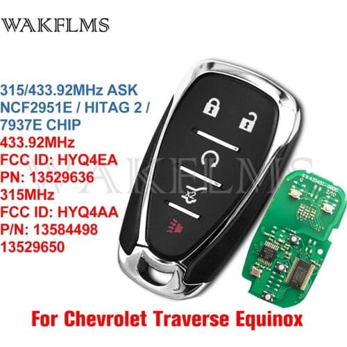 For Chevrolet Equinox Traverse 2018 2019 2020 Smart Car Key 7937E CHIP FCC ID:HYQ4EA HYQ4AA PN:13529636 13584498 13529650