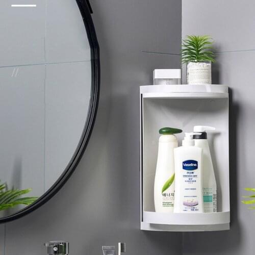 Bathroom Rotating Storage Rack 360 Degree Rotating Plastic Multi-Function Organizer Dust-Proof Waterproof Corner Rack for Toilet