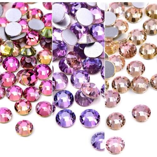 3 Silk Colors Non Hot Fix Rhinestones Flatback SS4-SS30 Glass Nail Art Rhinestones Glittering Stones for DIY Decoration B1372