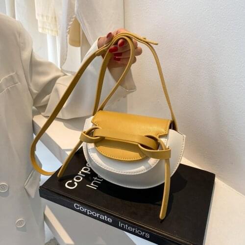 Fashion Women Solid Color PU Leather Solid Color Saddle Crossbody Shoulder Messenger Bag Casual Simple Ladies Small Travel Bags