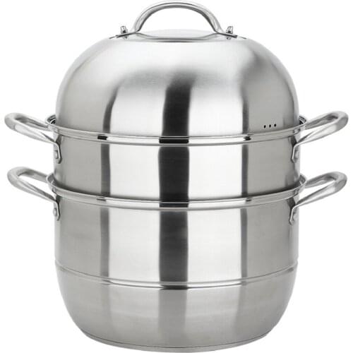 Universal 304 Stainless Steel Steamer 3 Tier Steam Pot Saucepan Cookware Silver