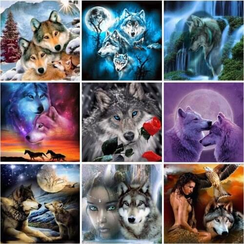 Wolf DIY 5D Diamond Painting Full Round Drill Resin Animal Diamont Embroidery Cross Stitch Home Decor Drop&ship Wall Art Gift