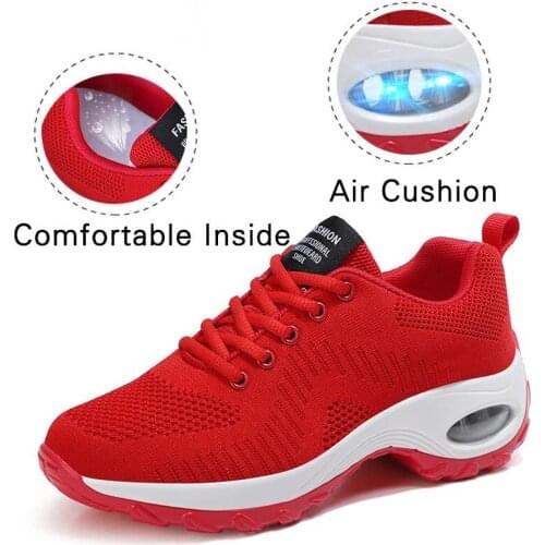 Women Tennis Shoes Air Cushion Sports Shoes High Heels Mesh Slip-on Female Sock Footwear Outdoor Thick Bottom Women Sneakers