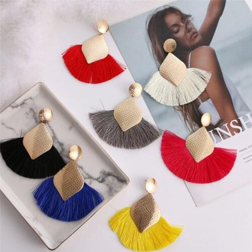ALIUTOM Fashion Drop Tassel Earrings for Women Large Hanging Earring Female Metal Wedding Fringe Statement Earrings Boho Jewelry