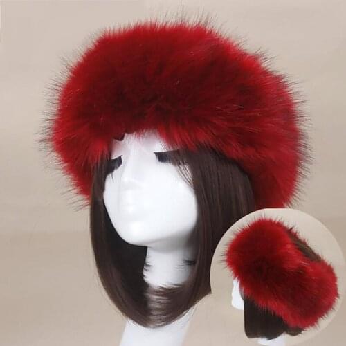 Winter Thick Furry Hairband Fluffy Russian Faux Fur Women Girl Fur Headband Hat Winter Outdoor Earwarmer Ski Hats Empty Top Hat