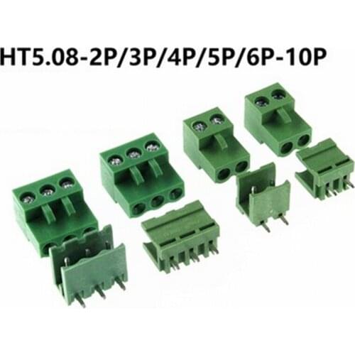 10set HT5.08-2P/3P/4P/5P/6P-10P-A-AW Terminal connector housing + wafer