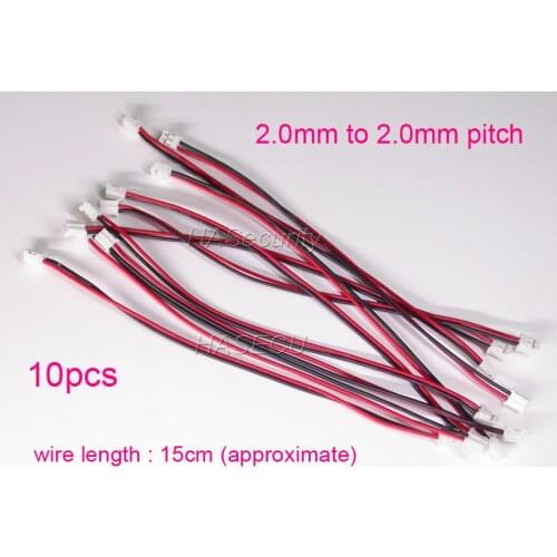 10pcs) 2PIN wires for CCTV cameras accessory 2.0mm TO 2.0mm (connector) black / red wires about 15cm length