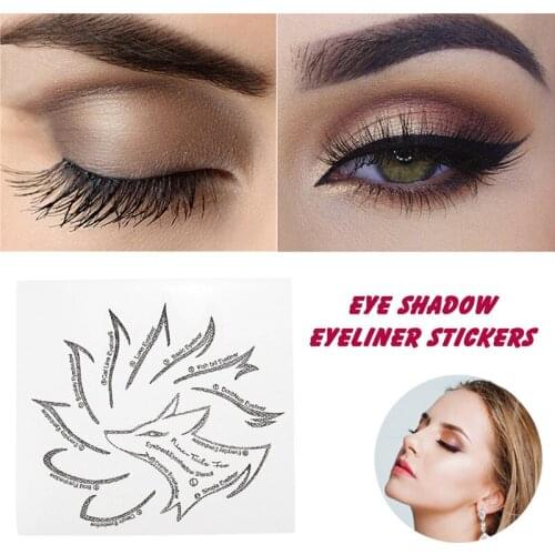 20Pcs Eye Makeup Stencils Winged Eyeliner Stencil Template Shaping Tools Eyebrows Eye Shadow Template Tool Stickers Card