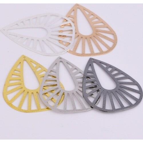 42 * 33mm plane hollow double-sided frosted large water drop copper sheet necklace pendant earring jewelry pendant