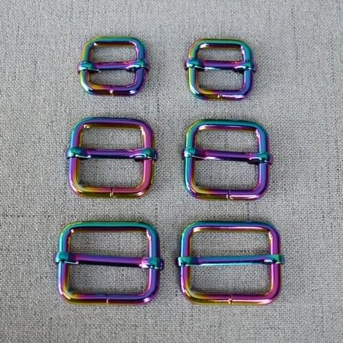 50 Pcs/Lot 15mm 20mm 25mm Colourful Metal Non-Welded plating Roller Pin Adjuster Buckles For Backpacks Straps shoes Bags DIY