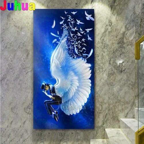 5D Diamond Painting White Wings Dance Man DIY round square diamond picture rhinestone embroidery beads cross stitch kits