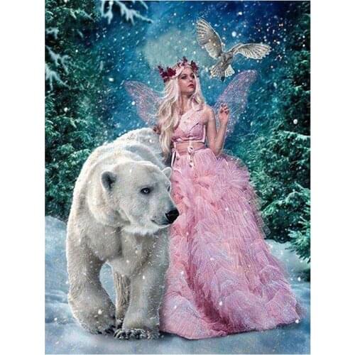 5D DIY Diamond Painting Fairy Full Drill Round/Square Diamond Embroidery Animal Diamond Mosaic Polar Bear Picture Of Rhinestones
