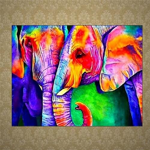 5D DIY Diamond Embroidery Cross Stitch Kits Mosaic Diamond Painting Home Decoration Colorful Elephant